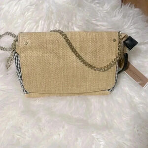 Abbie & Emmie Small Straw Crossbody Gingham Handle Tote